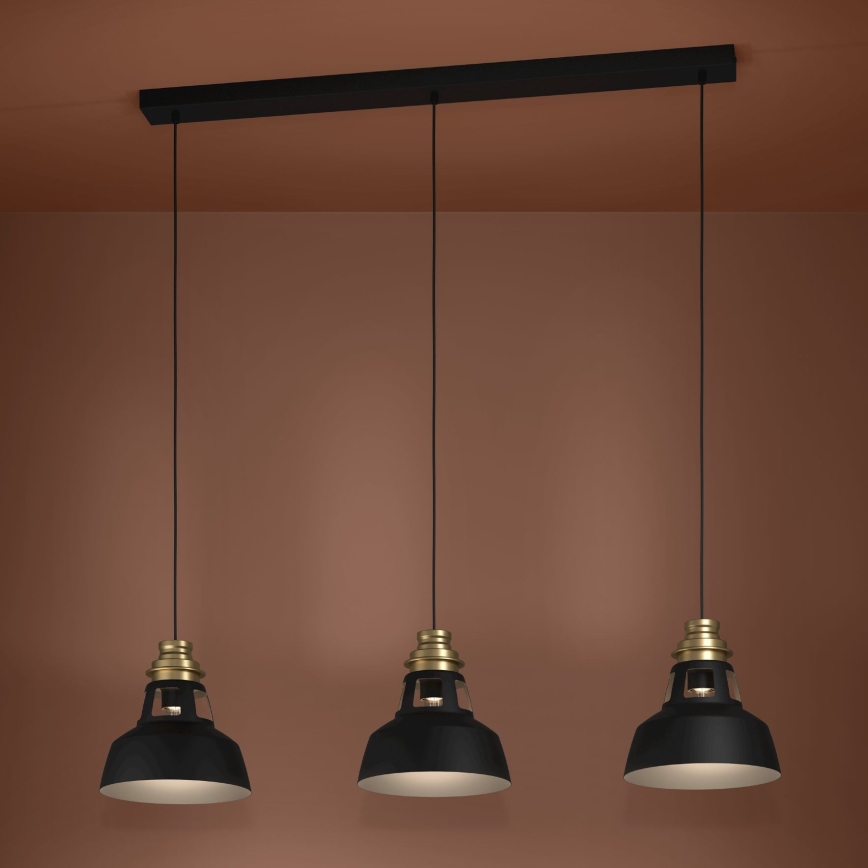 Eglo - Chandelier on a string 3xE27/40W/230V black/gold
