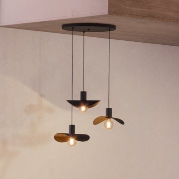 Eglo - Chandelier on a string 3xE27/40W/230V black/gold