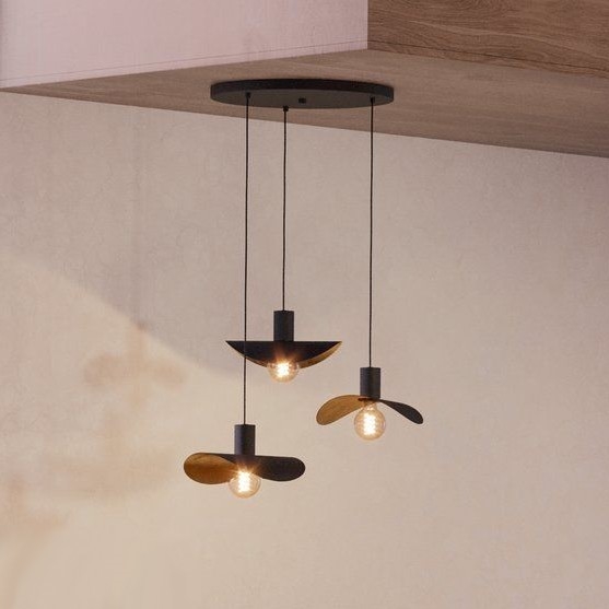 Eglo - Chandelier on a string 3xE27/40W/230V black/gold