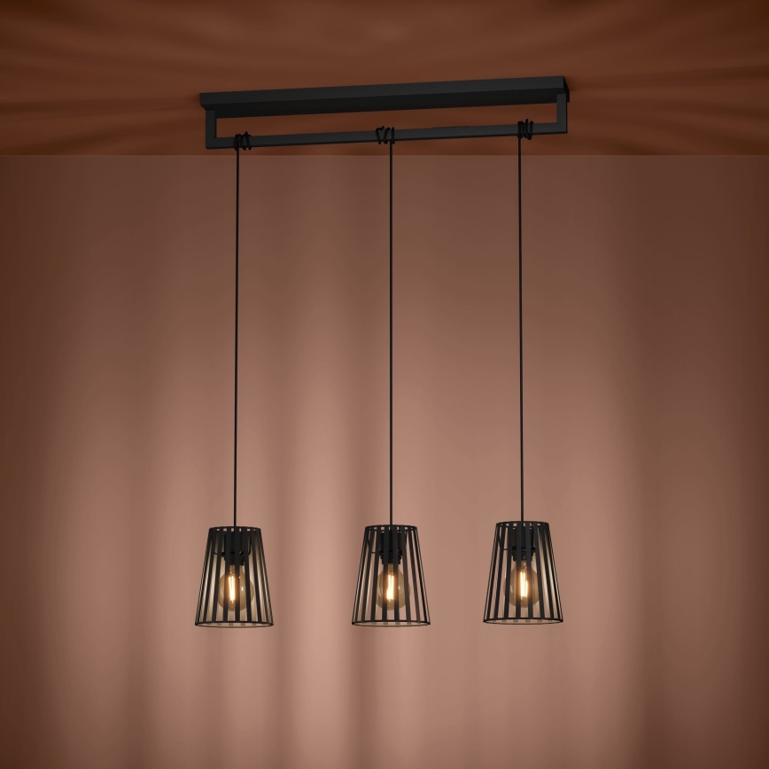 Eglo - Chandelier on a string 3xE27/40W/230V black