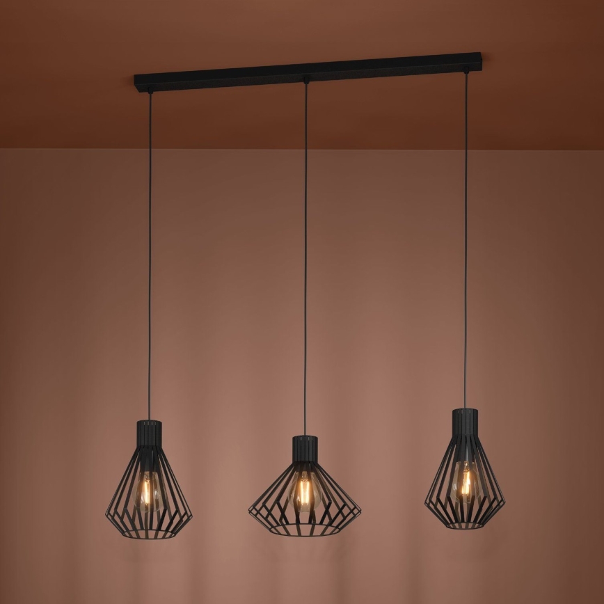 Eglo - Chandelier on a string 3xE27/40W/230V black