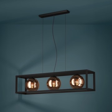 Eglo - Chandelier on a string 3xE27/40W/230V copper/black