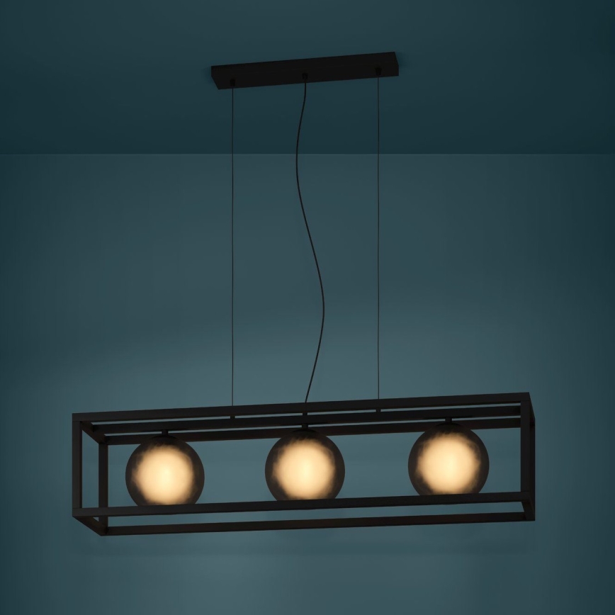Eglo - Chandelier on a string 3xE27/40W/230V smoky/black