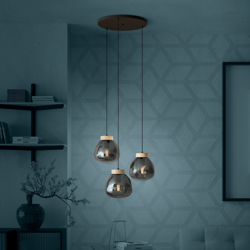 Eglo - Chandelier on a string 3xE27/40W/230V smoky