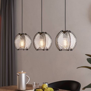 Eglo - Chandelier on a string 3xE27/40W/230V white/black