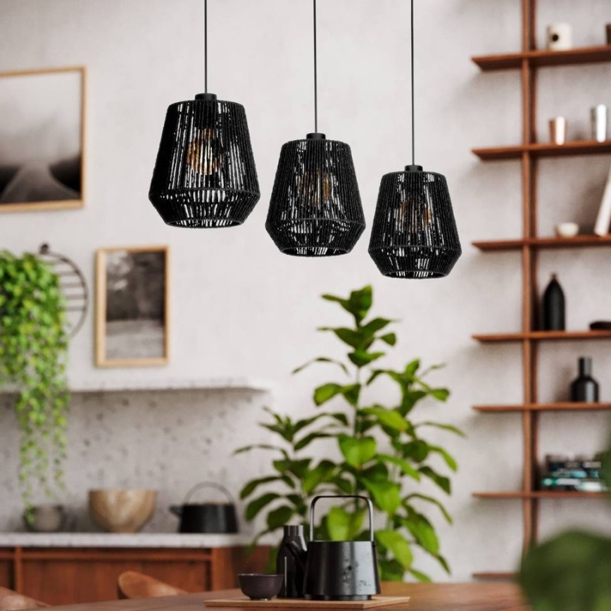 Eglo - Chandelier on a string 3xE27/60W/230V black