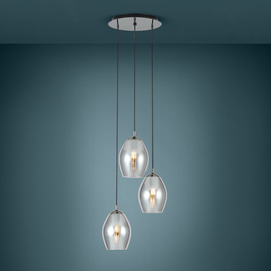 Eglo - Chandelier on a string 3xE27/60W/230V smoky