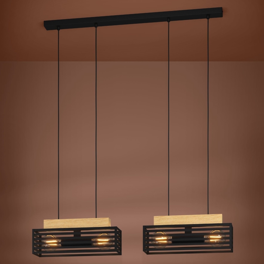 Eglo - Chandelier on a string 4xE27/40W/230V black/brown