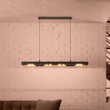 Eglo - Chandelier on a string 4xE27/40W/230V black/gold