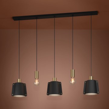 Eglo - Chandelier on a string 5xE27/40W/230V black/gold