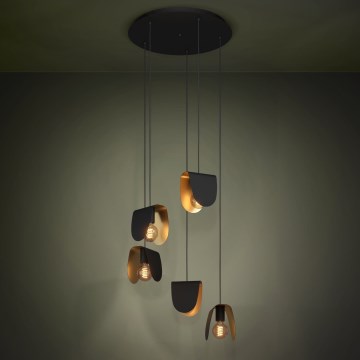 Eglo - Chandelier on a string 5xE27/40W/230V black/gold