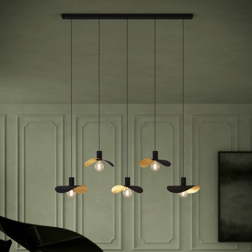 Eglo - Chandelier on a string 5xE27/40W/230V black/gold