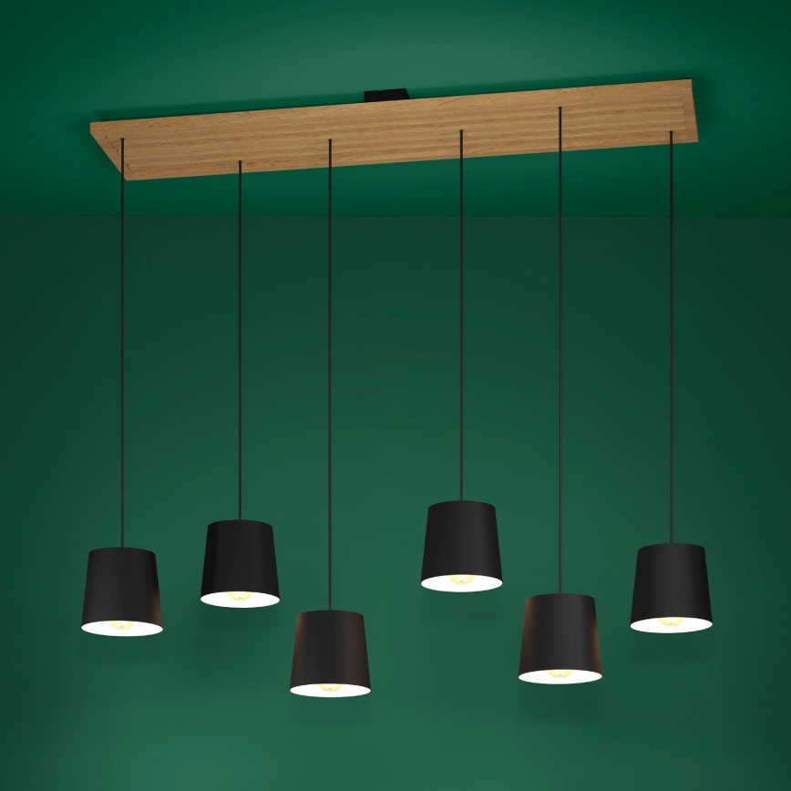 Eglo - Chandelier on a string 6xE27/40W/230V black/brown