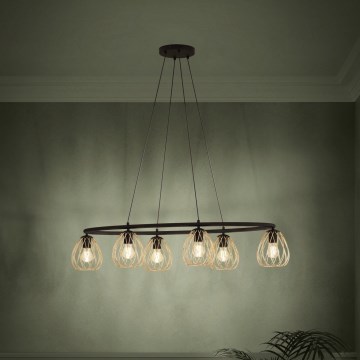 Eglo - Chandelier on a string 6xE27/40W/230V black/gold