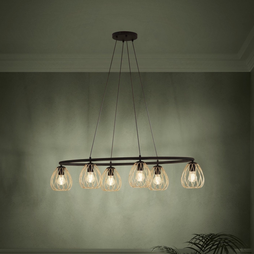 Eglo - Chandelier on a string 6xE27/40W/230V black/gold