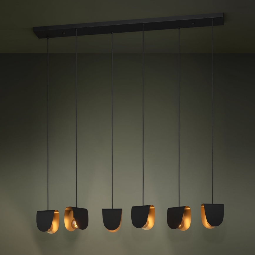 Eglo - Chandelier on a string 6xE27/40W/230V black/gold