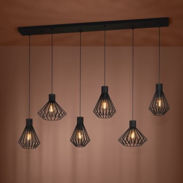 Eglo - Chandelier on a string 6xE27/40W/230V black