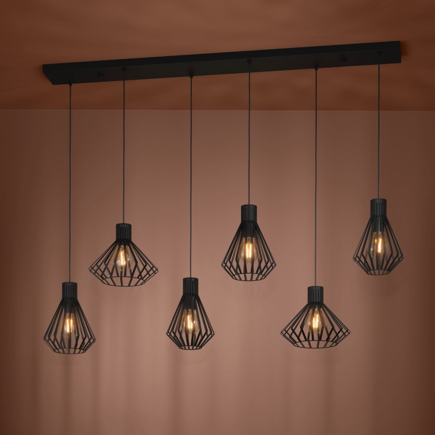 Eglo - Chandelier on a string 6xE27/40W/230V black