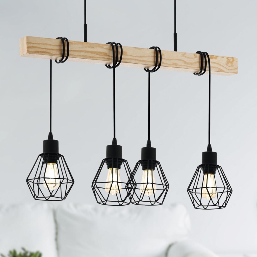 Eglo - Chandelier on a string TOWNSHEND 4xE27/60W/230V - FSC certified
