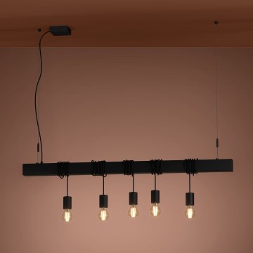 Eglo - Chandelier on a string TOWNSHEND 5xE27/40W/230V black
