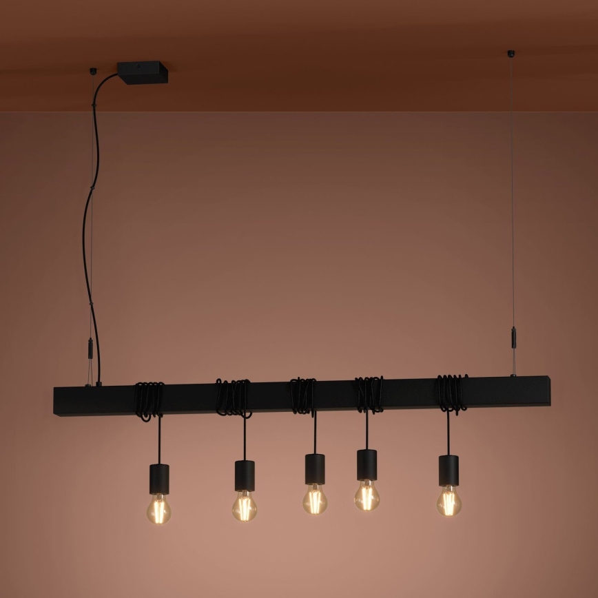 Eglo - Chandelier on a string TOWNSHEND 5xE27/40W/230V black