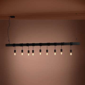 Eglo - Chandelier on a string TOWNSHEND 9xE27/40W/230V black