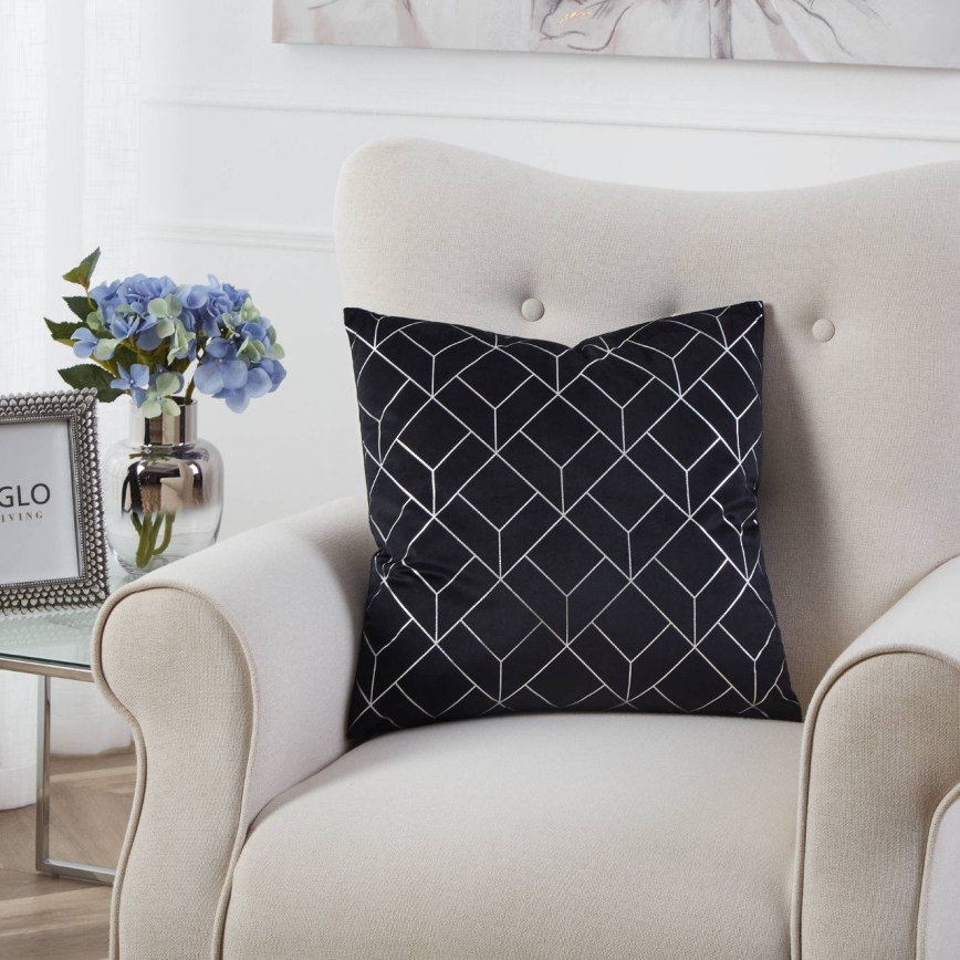 Eglo - Decorative pillow 45x45 cm black/silver