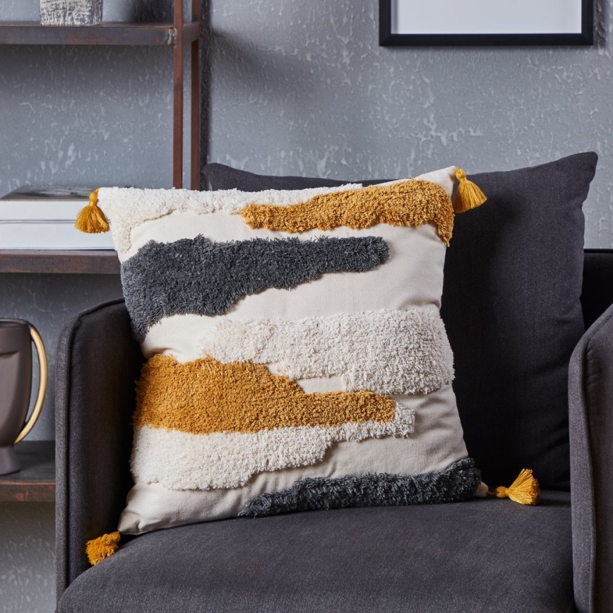 Eglo - Decorative pillow 45x45 cm yellow/grey