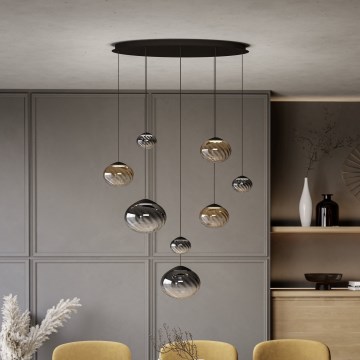 Eglo - Dimmable LED cable-hung pendant light 8xLED/5,8W/230V 2200-6500K black/beige/smoked + remote control