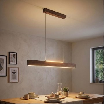 Eglo - Dimmable LED pendant light on cable LED/21W/230V + LED/8,4W walnut