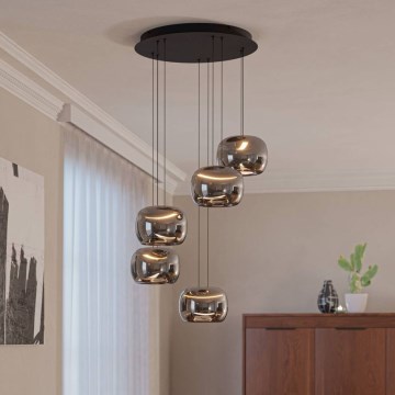 Eglo - Dimmable LED pendant on cable 5xLED/5.8W/230V black/smoked