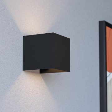 Eglo - Dimmable LED Rechargeable Outdoor Wall Light with Motion and Dusk Sensor LED/2.2W/5V IP44 Black