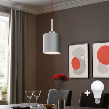 Eglo - LED Cable Pendant Light TUNJA 1xE27/60W/230V grey