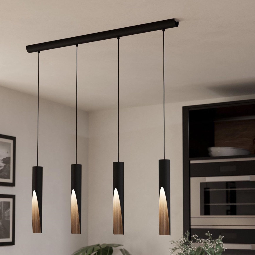 Eglo - LED Chandelier on a string 4xGU10/4,5W/230V black/brown