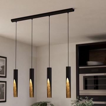 Eglo - LED Chandelier on a string 4xGU10/4,5W/230V black/gold
