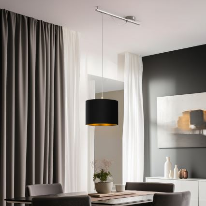 Eglo - LED Chandelier on a string CALCENA 1xE27/60W/230V chrome/black