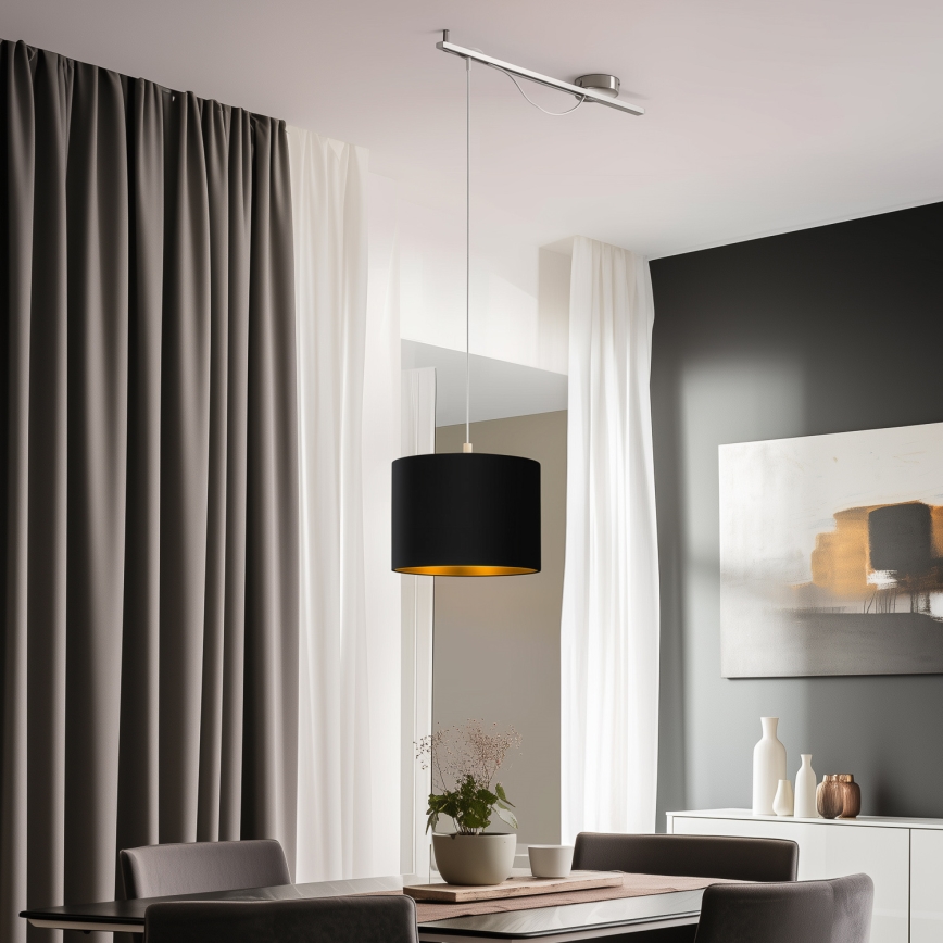Eglo - LED Chandelier on a string CALCENA 1xE27/60W/230V chrome/black