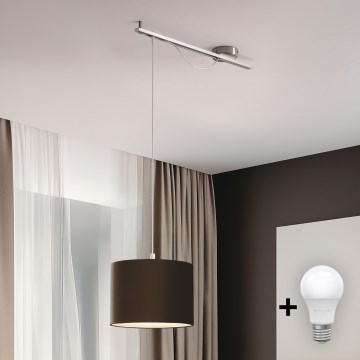 Eglo - LED Chandelier on a string CALCENA 1xE27/60W/230V chrome/brown
