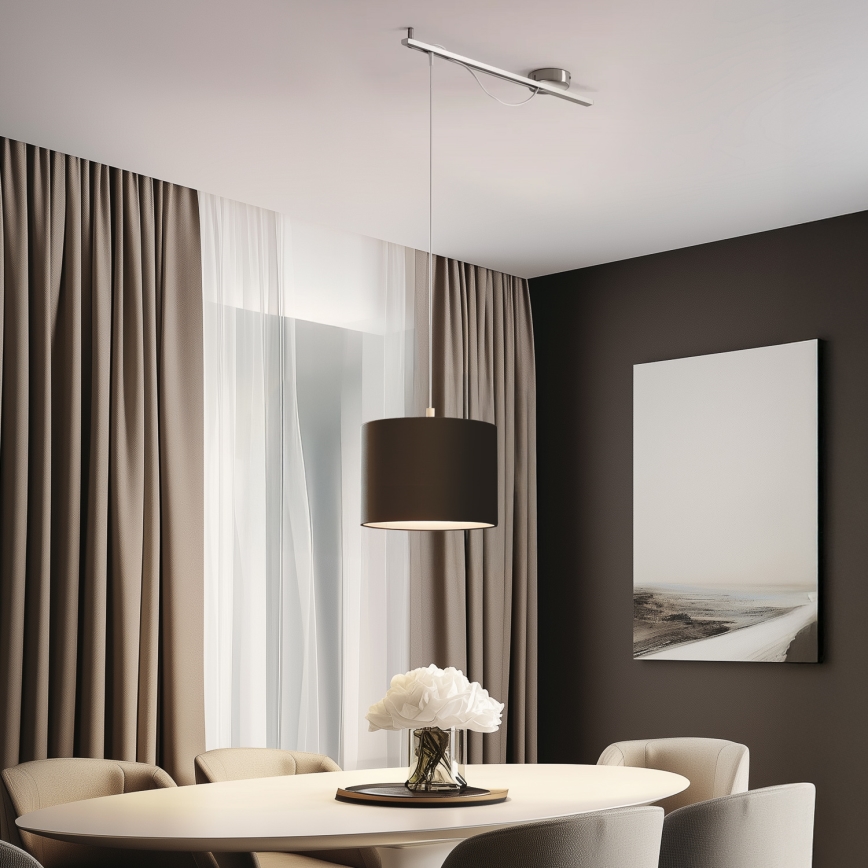Eglo - LED Chandelier on a string CALCENA 1xE27/60W/230V chrome/brown