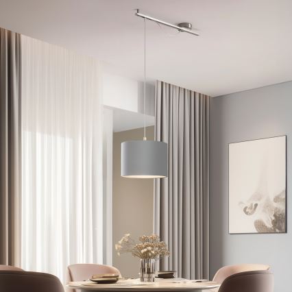 Eglo - LED Chandelier on a string CALCENA 1xE27/60W/230V chrome/grey