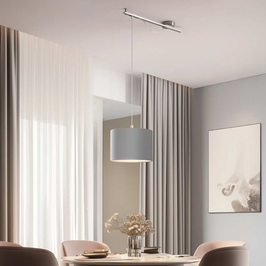 Eglo - LED Chandelier on a string CALCENA 1xE27/60W/230V chrome/grey