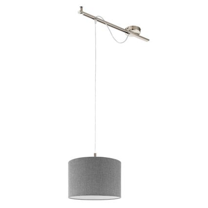 Eglo - LED Chandelier on a string CALCENA 1xE27/60W/230V chrome/grey