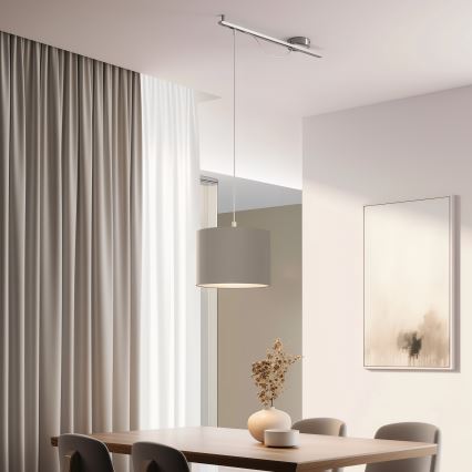 Eglo - LED Chandelier on a string CALCENA 1xE27/60W/230V chrome/taupe