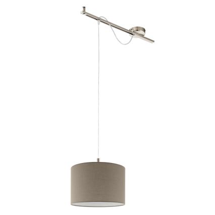Eglo - LED Chandelier on a string CALCENA 1xE27/60W/230V chrome/taupe
