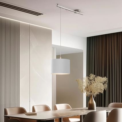 Eglo - LED  Chandelier on a string CALCENA 1xE27/60W/230V matte chrome/white