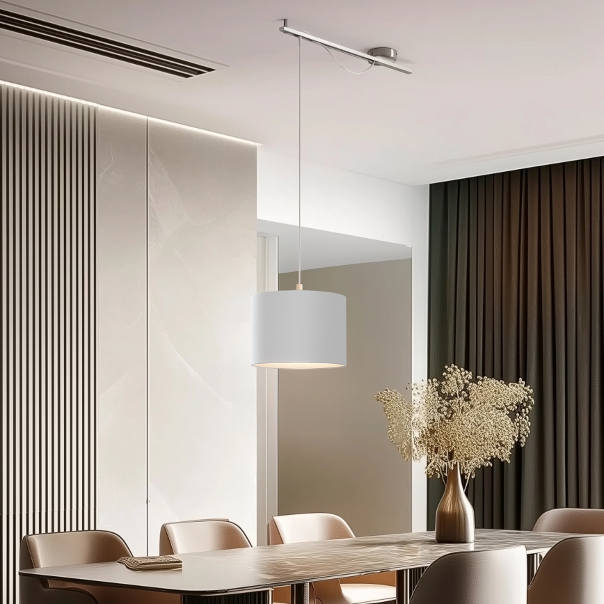 Eglo - LED  Chandelier on a string CALCENA 1xE27/60W/230V matte chrome/white