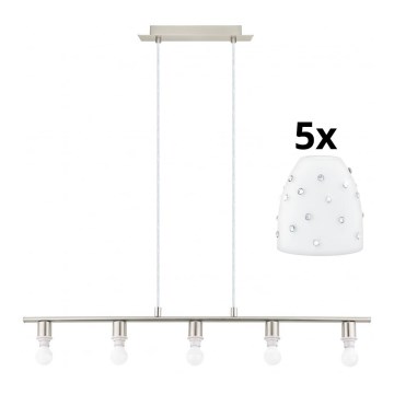 Eglo - LED Chandelier on a string MY CHOICE 5xE14/4W/230V matte chrome/white