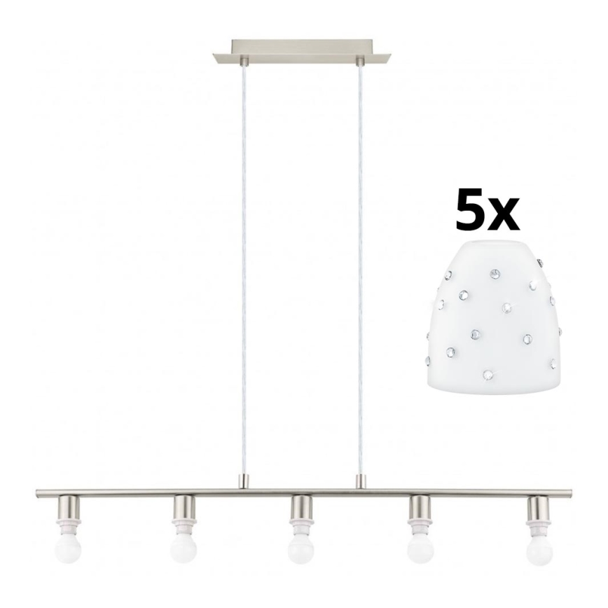 Eglo - LED Chandelier on a string MY CHOICE 5xE14/4W/230V matte chrome/white