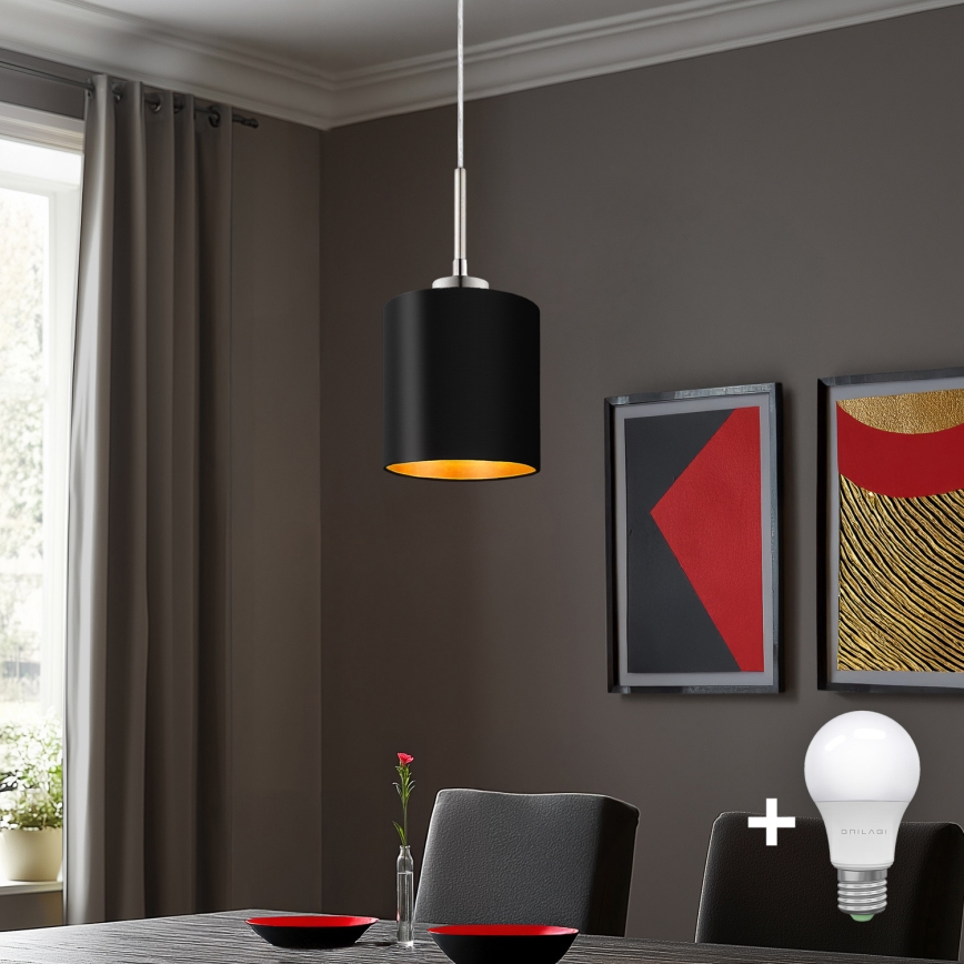Eglo - LED Chandelier on a string TUNJA 1xE27/60W/230V black