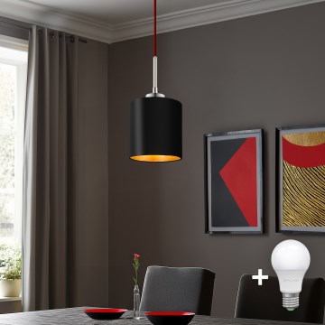 Eglo - LED Chandelier on a string TUNJA 1xE27/60W/230V black
